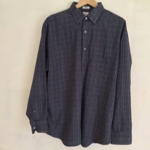 J Crew Men’s Heavyweight Cotton Twill Button-up Shirt, Blue/White Check, Size XL